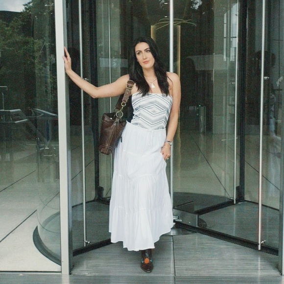 American Eagle Costal matching set size Small | white maxi skirt embellished top - Picture 1 of 11